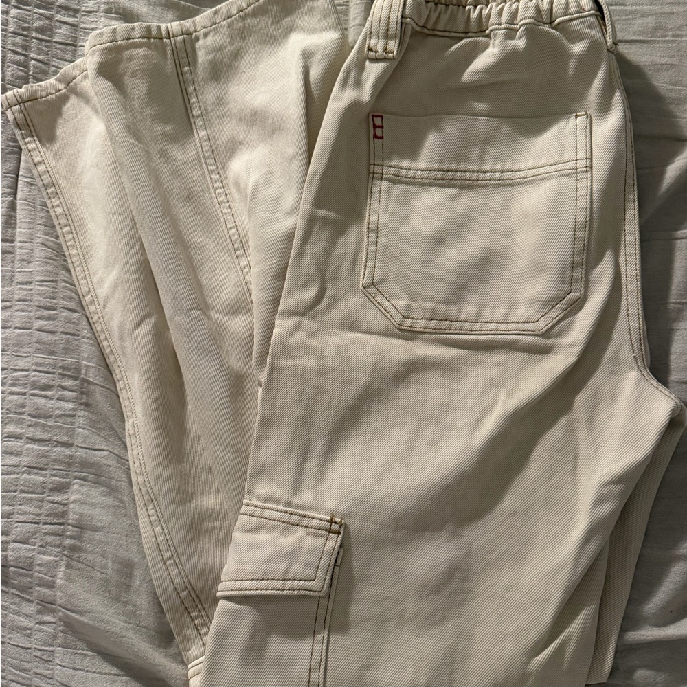 BDG Cream Cargo Pants with Utility Pocket
